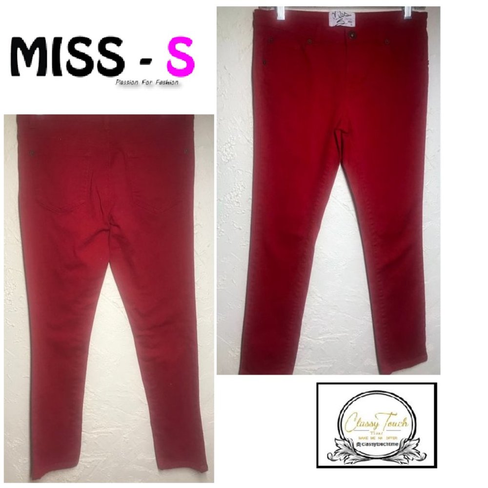 Miss S Red Denim Skinny Jeans Size 10P